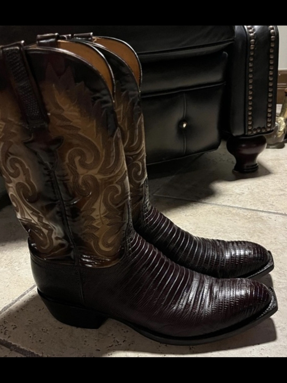 Lucchese Teju Lizard Cowboy Boots in Brown Size 12D - Picture 5 of 8